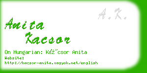 anita kacsor business card